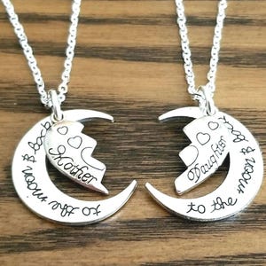 2pc or 3pc Mom and Daughter Necklace Set, Heart Puzzle Pendant, Mom Daughter Necklace, Mother Daughter Jewelry, Mom Daughter Necklace Set