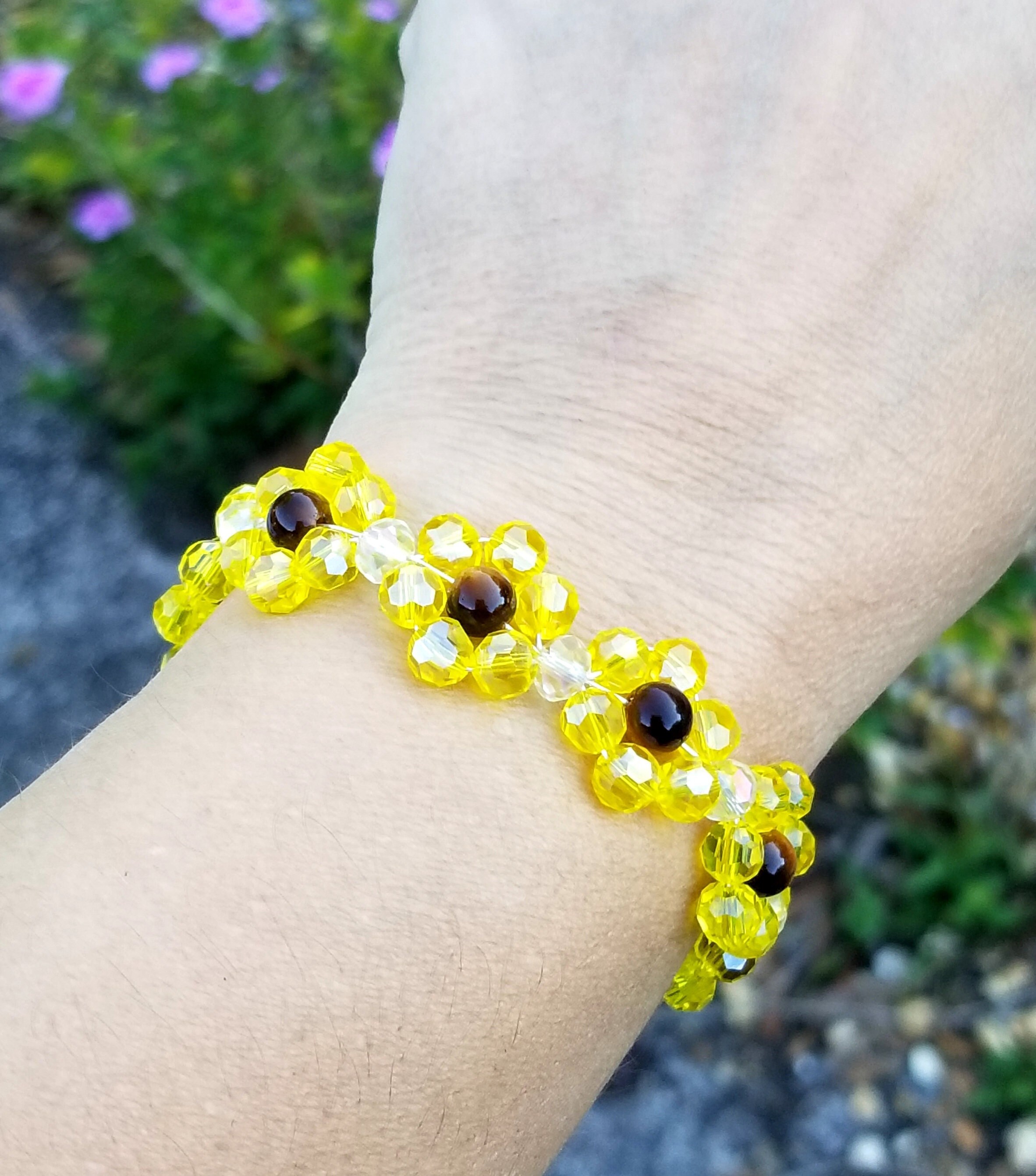 ビーズのひまわりブレスレット、タイガーアイブレスレット、ゴッホの