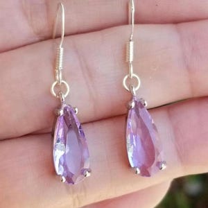 Handmade Alexandrite Teardrop Earrings: Sterling Silver Dangle Jewelry, June Birthstone Earrings