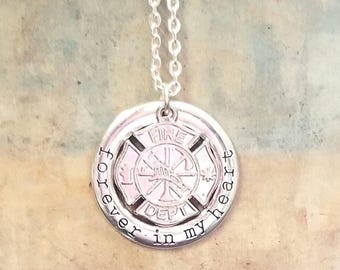 In Memory Firefighter Necklace • Firefighter Loss Jewelry, Firefighter Keychain, Unisex, Firefighter Memorial Gift, Firefighter in Heaven