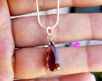Sterling Silver Garnet Necklace, Rhodolite Garnet Necklace, Silver Rhodolite Necklace, Garnet Necklace, Garnet Dangle Earrings, Rhodolite