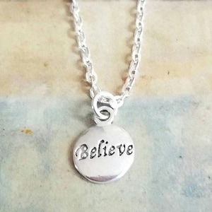 BELIEVE Necklace, Inspirational Pendant, Believe Jewelry, Love, Inspirational Jewelry, Gifts for Her, Holiday Jewelry, Believe Pendant, Gift