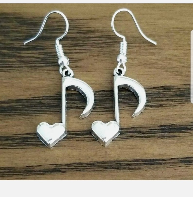 Silver Music Note Earrings Eighth Note Earrings Dangle Etsy
