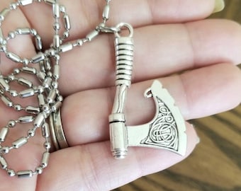 Viking Axe Necklace, Stainless Steel Pendant Necklace, Viking Jewelry, Norse Jewelry, Mens Necklace, Mens Jewelry, Axe Jewelry, Gift for Him