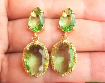 14k Gold Peridot Earrings, Peridot Stud Earrings, Peridot Dangle Earrings, Peridot Jewelry, Peridot Studs, August Birthstone, Peridot