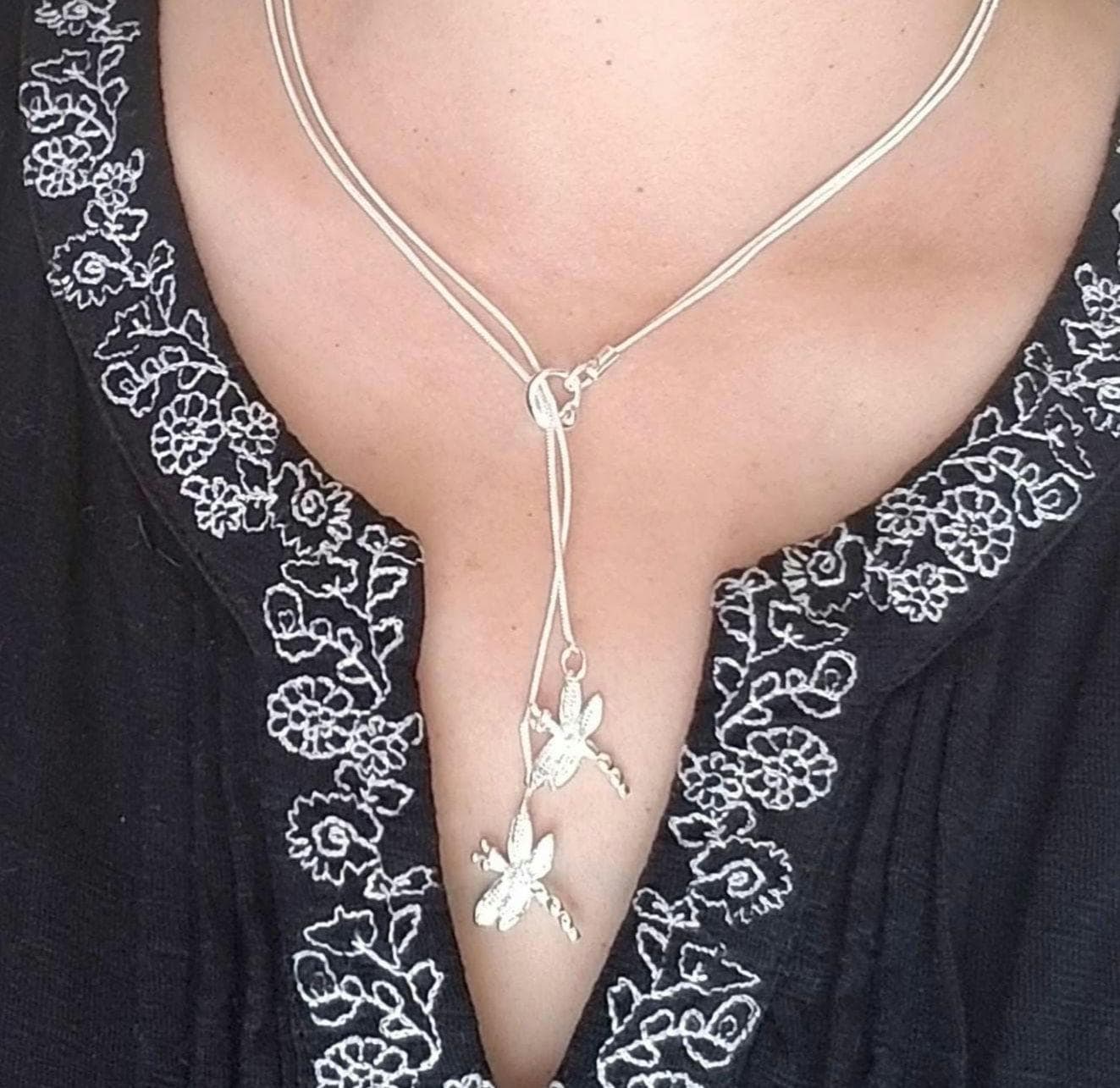 Prachtige 925 Zilveren Micro Zirkoon Dragonfly Ketting