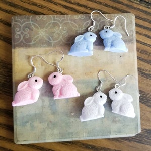 Silver Bunny Earrings, Colorful Bunny Earrings, Bunny Rabbit, Girls Jewelry, Womens Earrings, Bunny Earrings, Rabbit Earrings