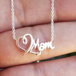 Sterling Silver MOM Necklace, Mom Pendant Necklace, Mothers Day Gift for Mom, Silver Mom Necklace, Mom Pendant, Gift for Mom, Mom Jewelry