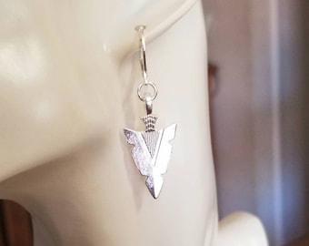Silver Arrowhead Earring, Mens Earring, Sterling Silver Earring, Tribal, Arrowhead Jewelry, Spear, Mens Arrowhead Earring, Mens Jewelry