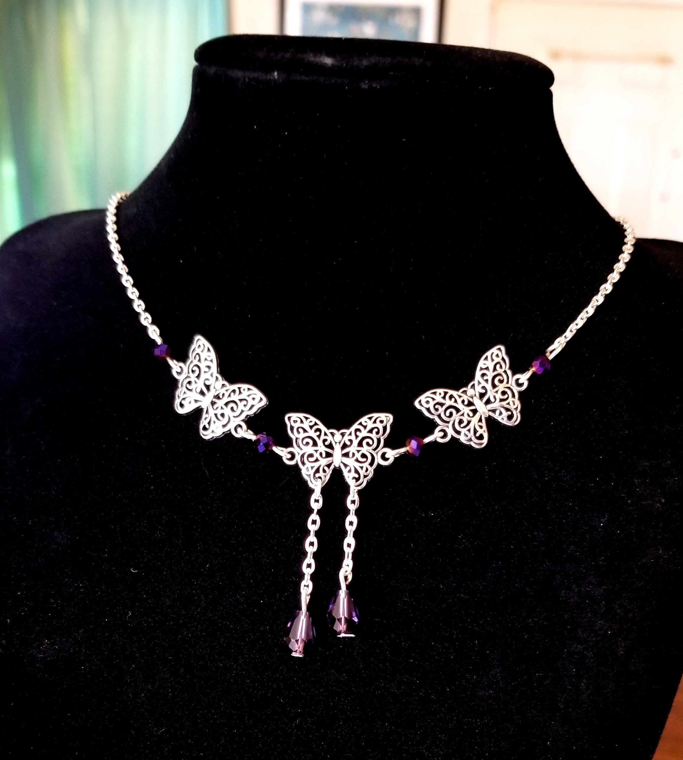 Butterfly Necklace, Crystal Butterfly Necklace, Butterfly