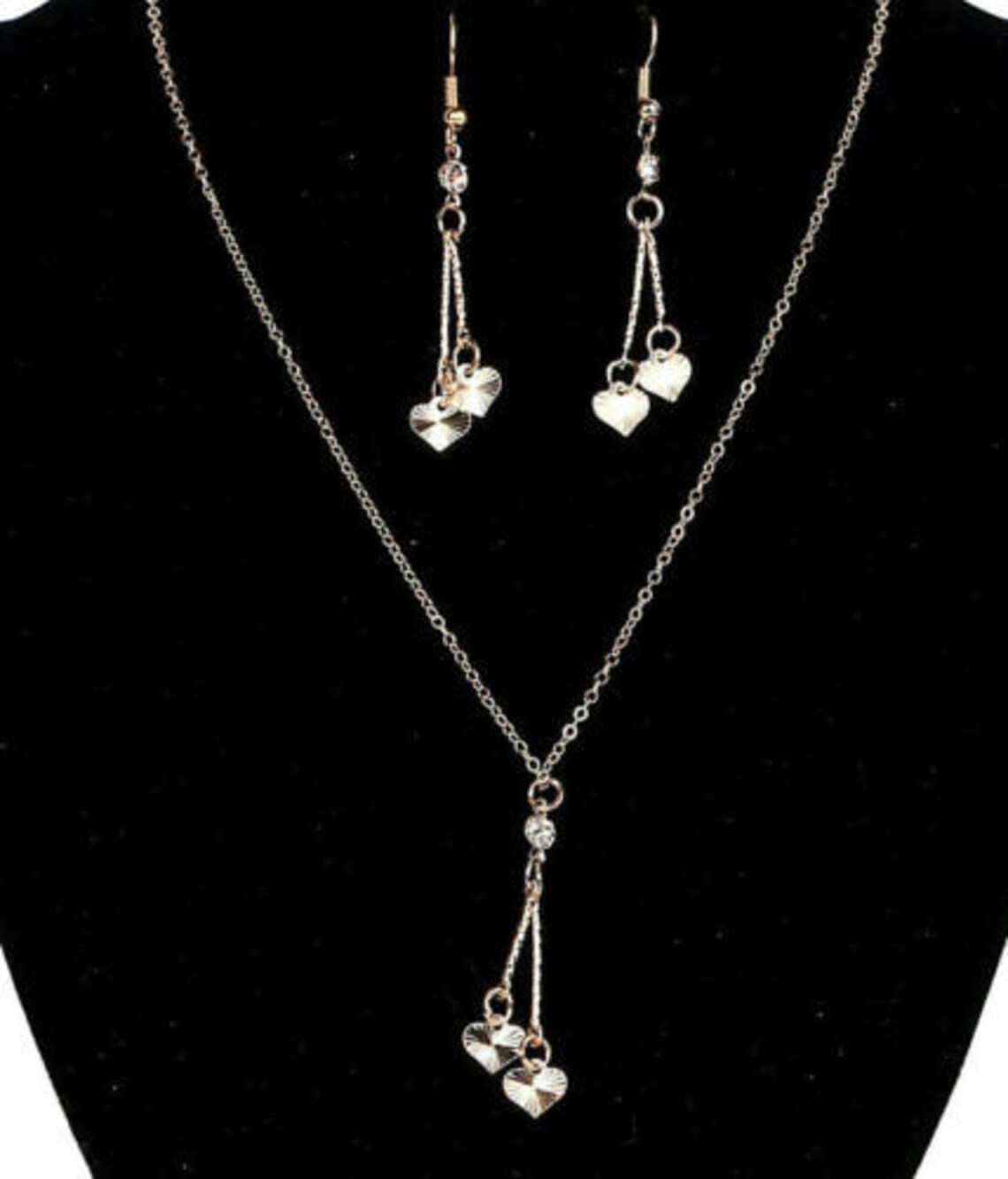 Gold HEART Jewelry Set Gold Heart Necklace Gold Heart Etsy