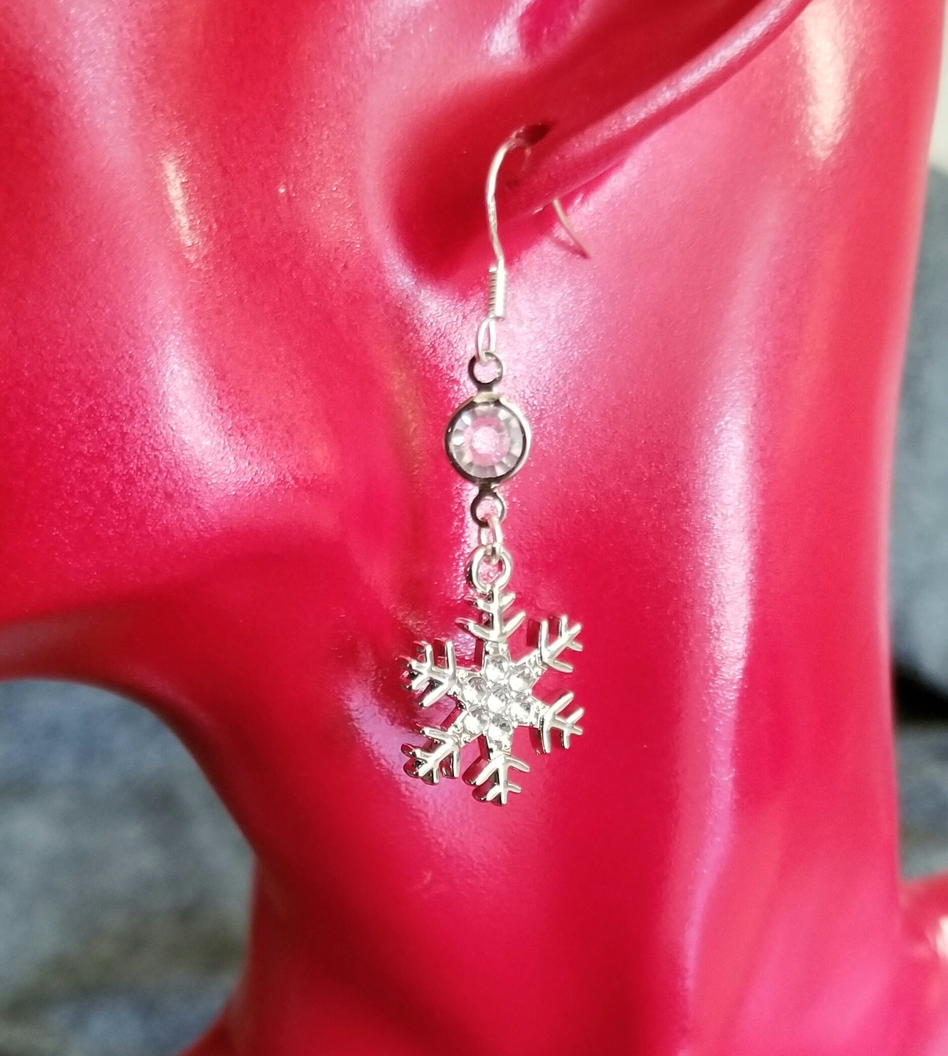 Boucles D'oreilles Flocon De Neige En Acier Inoxydable 316L Avec Zircons - Cadeau De Noël Pour Femmes