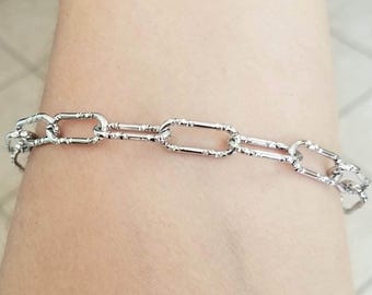 Unisex Stainless Steel Paperclip Chain Bracelet, Large Chain Bracelet, Oval Chain, Chunky Bracelet, Chunky Silver Bracelet, Mens, Womens