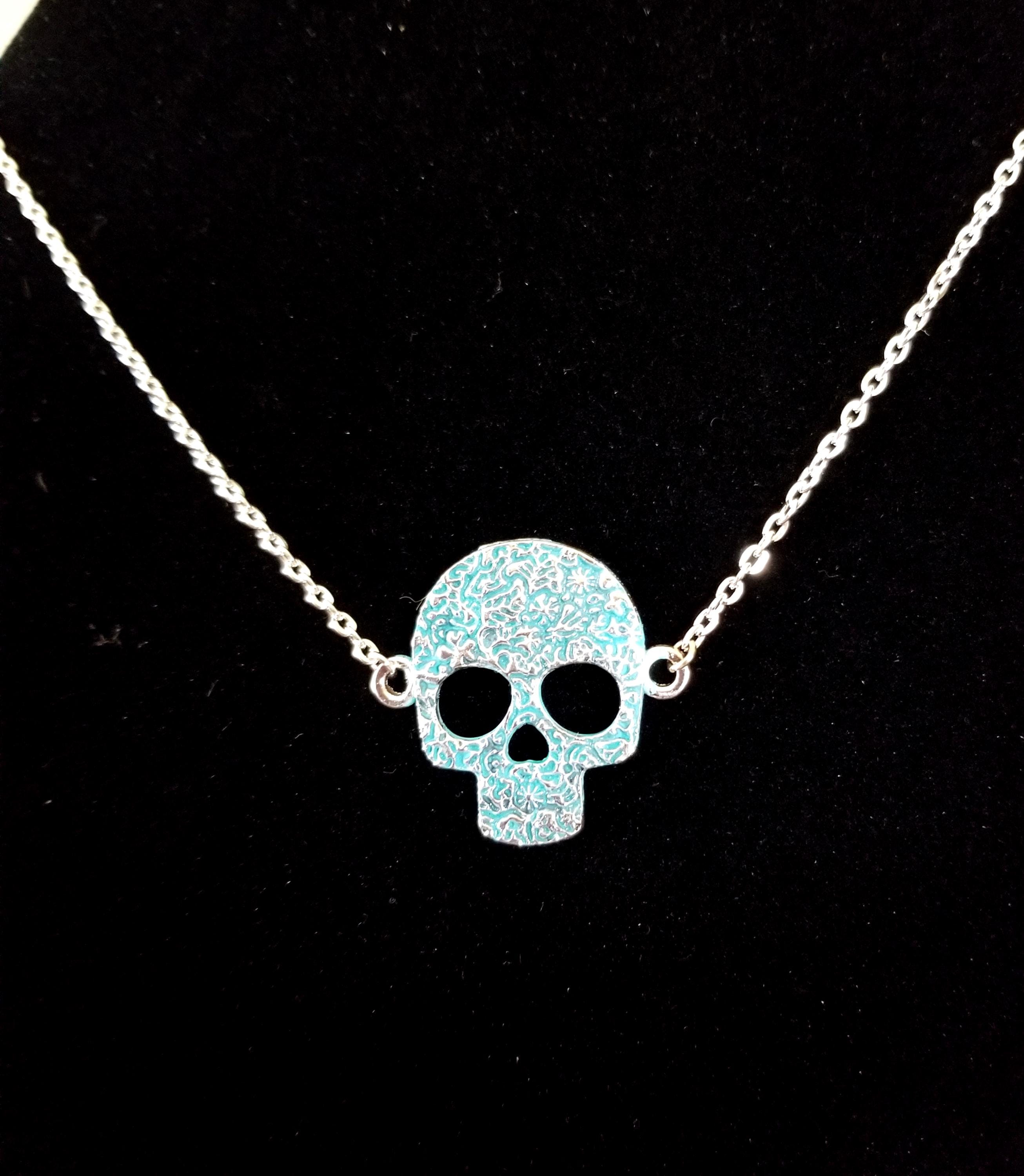 Pink Skull Pendant Necklace, Large Skull Necklace, Skull Jewelry