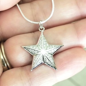Sterling Silver Star Necklace, Star Pendant Necklace, CZ Star Necklace, Star Jewelry. Sterling Silver CZ Star Necklace, Silver Star Necklace