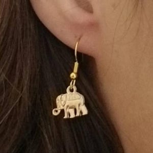Gold Elephant Earrings, Elephant Dangle Earrings, Elephant Jewelry, Boho, India, Bali, Elephant Lover Gifts, Bohemian, Elephants