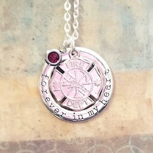 In Memory Firefighter Necklace • Firefighter in Memory Necklace, Firefighter Loss Jewelry, Firefighter Keychain, Firefighter Memorial Gifts