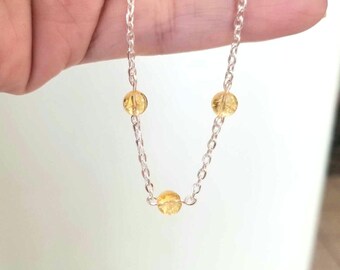 Collier citrine, collier citrine en argent, citrine, bijoux en citrine, pierre de naissance de novembre, collier en perles de citrine, bijoux en perles de citrine
