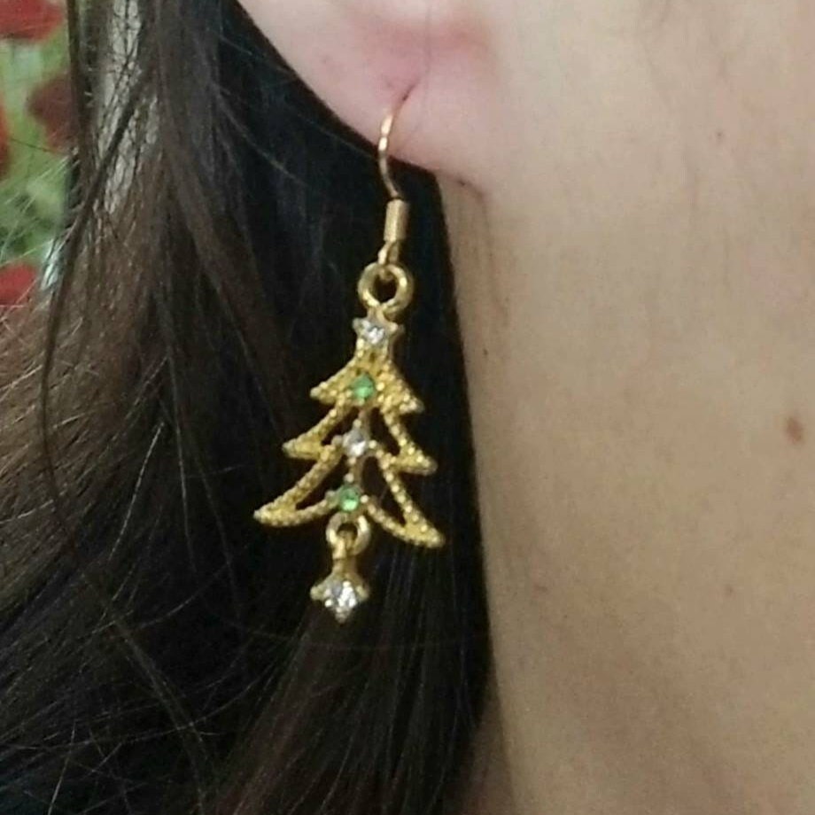 Orecchini a forma di campana di cristallo rosso con cappello di