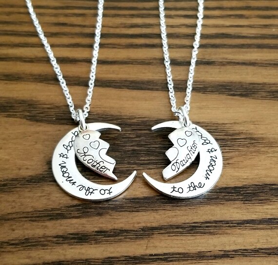 Daughter Necklace Set Engraved Heart 