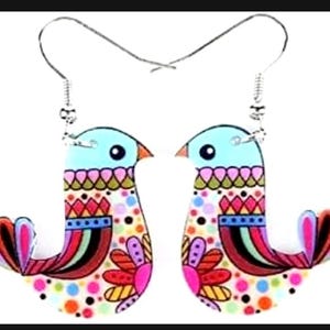 Whimsical Bird Earrings, Dangle Bird Earrings, Bird Gifts, Bird Lover Gift, Novelty Bird Earrings, Colorful Bird Jewelry, Colorful Earrings