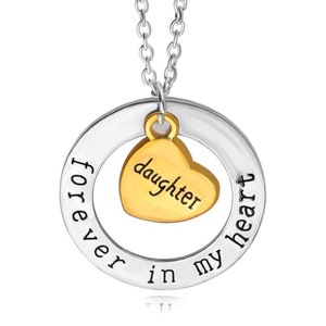 DAUGHTER Memorial Necklace, Forever in my Heart Charm, In Memory Jewelry, Loss of Daughter Gift