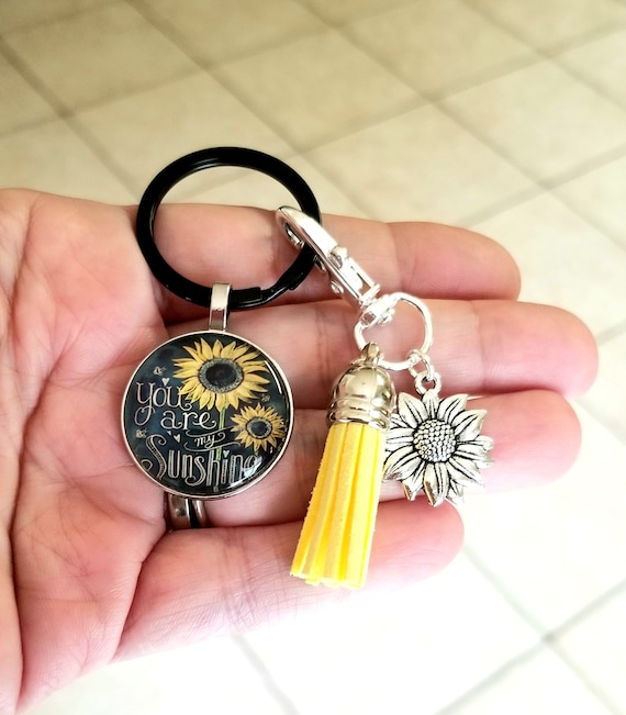 Portachiavi con fiore di girasole in pelle sintetica accessori per