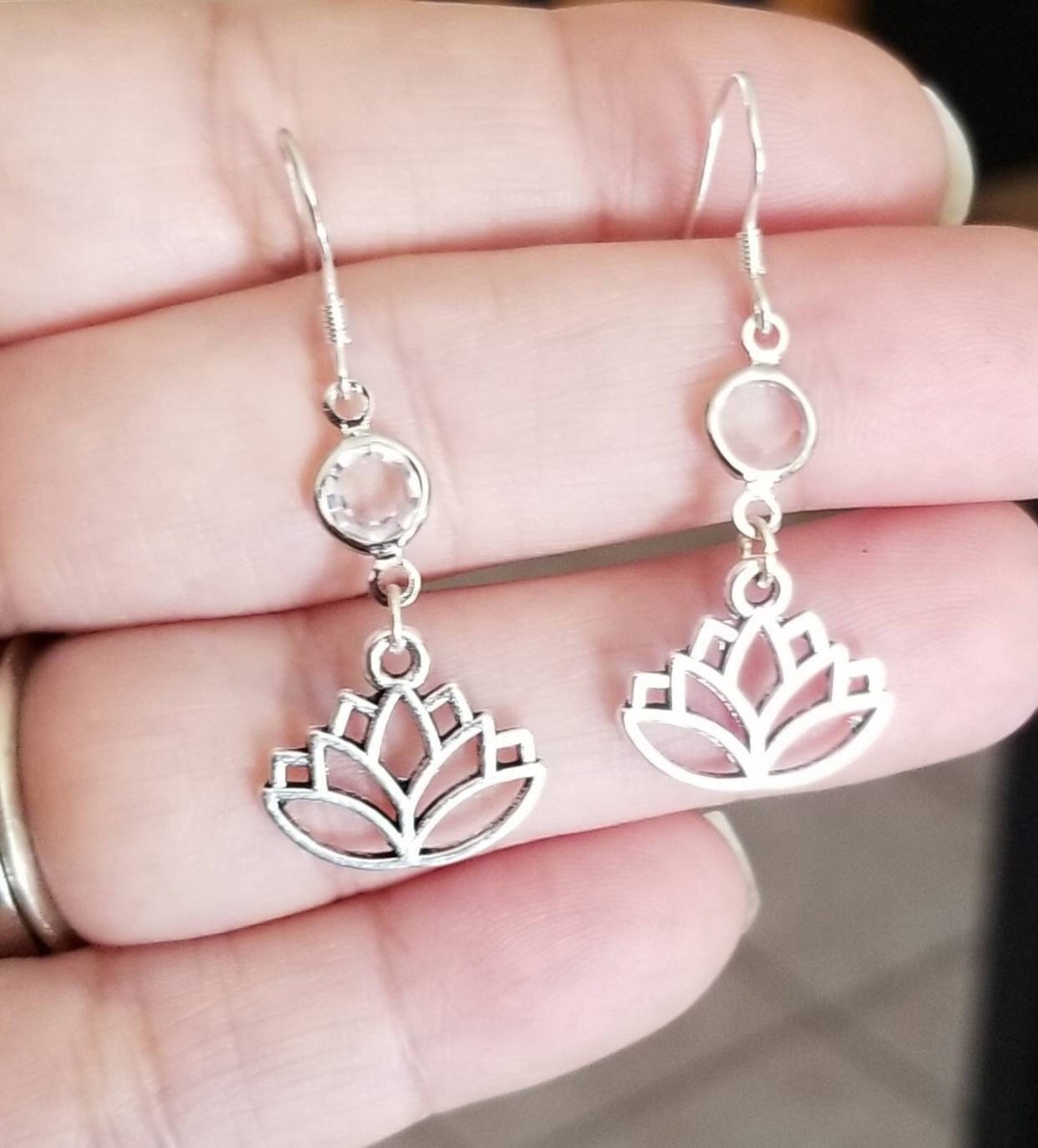 Buy Silver Lotus Earrings, Lotus Flower Dangle Earrings, Women's, Lotus  Flower, Gift for Her, Double Drop Earrings, Healing, Spiritual Jewelry  Online