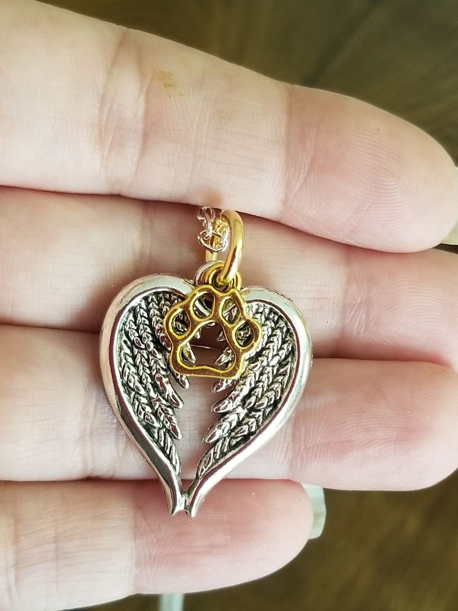 Rainbow Bridge Necklace Pet In Memory Necklace Heart Angel Etsy