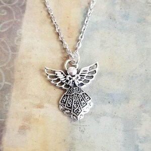 Silver Guardian Angel Pendant Necklace, Angel Necklace, Guardian Angel Jewelry, Celtic Angel, Faith image 2