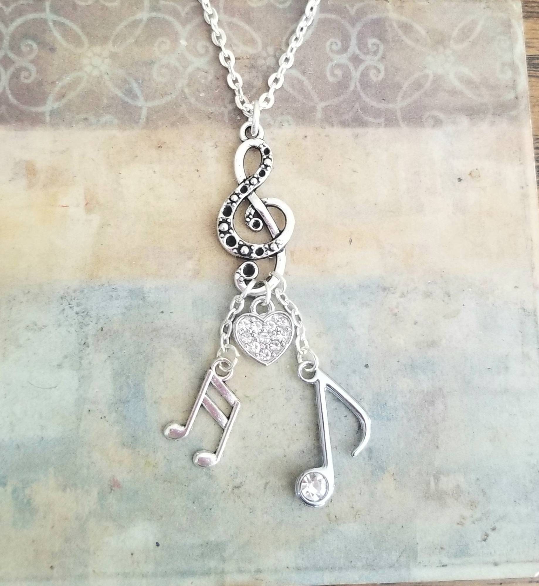 Gelin Diamond and 14K Solid Gold Music Note Necklace | Musician Gift