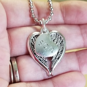 SON Memorial Necklace, Son Guardian Angel Necklace, Son Loss Necklace for Dad, Dad Grieving Son, Son In Memory Jewelry, Men&#39;s Necklace