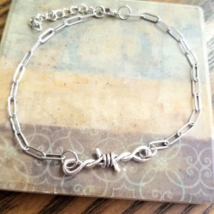 Barbed Wire Anklet, Stainless Steel Paperclip Chain Anklet, Chain Ankle Bracelet, Large Chain Anklet, Gender Neutral Anklet, Barbed Wire