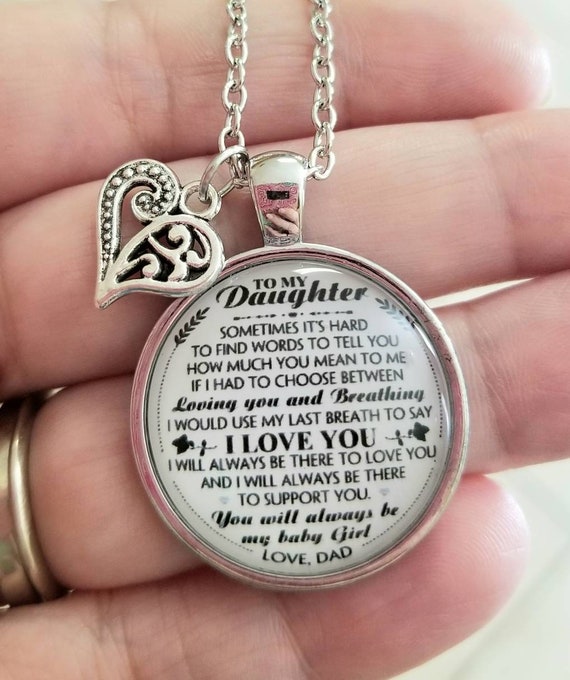 Dad Daughter Necklace - Love Forever - Jewelry Gift Charm From Father -  Silver/Gold Laser Engraved Pendant Gold 43235-138904: Buy Online at Best  Price in UAE - Amazon.ae