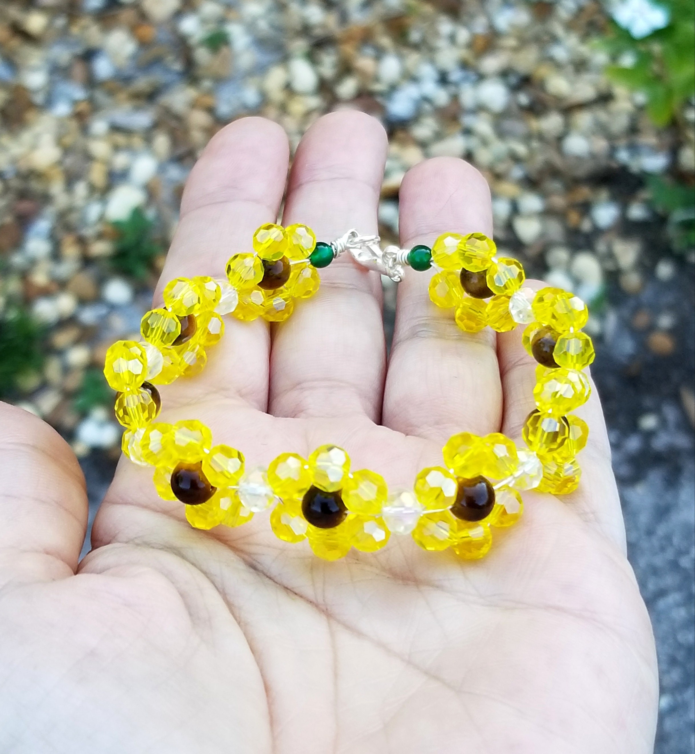 ビーズのひまわりブレスレット、タイガーアイブレスレット、ゴッホの