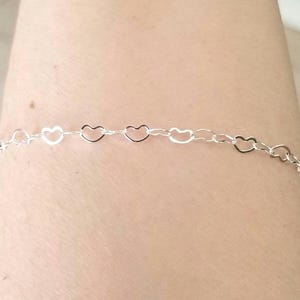 Silver Heart Anklet, Dainty Heart Chain Anklet, Heart Ankle Bracelet, Interlocking Hearts Anklet, Heart Anklet, Womens Chain Anklet