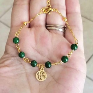 Gold Jade Armband, Perlen Jade Armband, Perlen Armband, Jade Armband, grüne Jade Armband, persische Jade, viel Glück, chinesisches Symbol