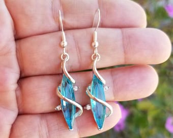 Aquamarin Ohrringe, Aquamarin baumeln Ohrringe, Aquamarin Halskette, Aquamarin Schmuck, Aquamarin Halskette & Ohrringe Set