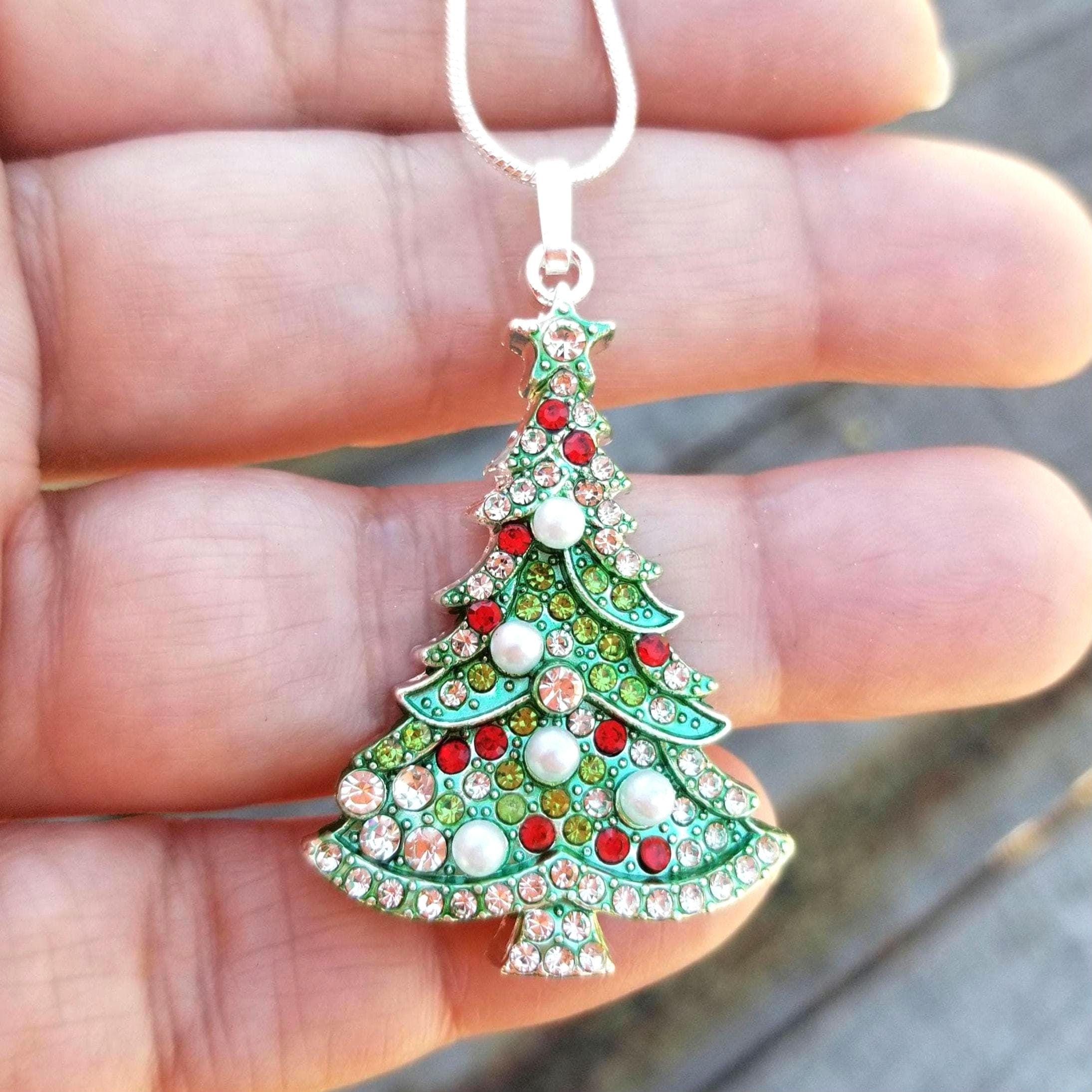 Christmas Red Green Ball Ornament Pendant Necklace For Women Gilrs Jingle Bell Tinkle Bells Xmas Festive Necklaces