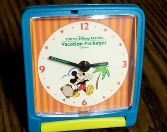 RARE! Tokyo Disney Resorts Travel Clock, 1980's Tokyo Disney Clock, Alarm Clock, Mickey Mouse Clock, Disney Portable Clock, Vintage Disney