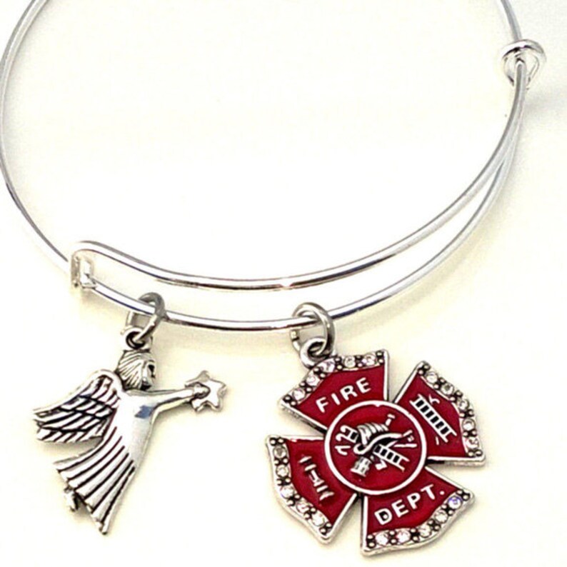 Silver FIREFIGHTER Bracelet Firefighters Guardian Angel Etsy UK