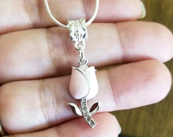 Tulip Necklace, Silver Tulip Necklace, Flower Necklace, Pink Tulips, Spring Flowers, Flower Jewelry, Tulips, Tulip Pendant, Tulip Earrings