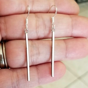 Bar Ohrringe, Silber Bar Ohrringe, Bar baumeln Ohrringe, Stick Ohrringe, Damen Ohrringe, Herren, Bar Ohrringe baumeln, dünne Bar Ohrringe