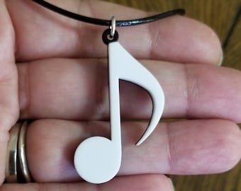 Music Note Necklace, Large Music Note Pendant, Eighth Note Necklace, Retro Jewelry, Musician Gift, Singer, Music Lover Gift, Large Pendant