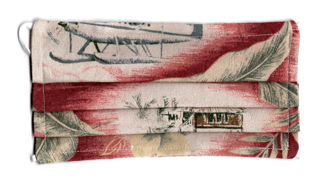 FACE MASK Hawaiian Theme Airplane Hut Reusable Washable Etsy