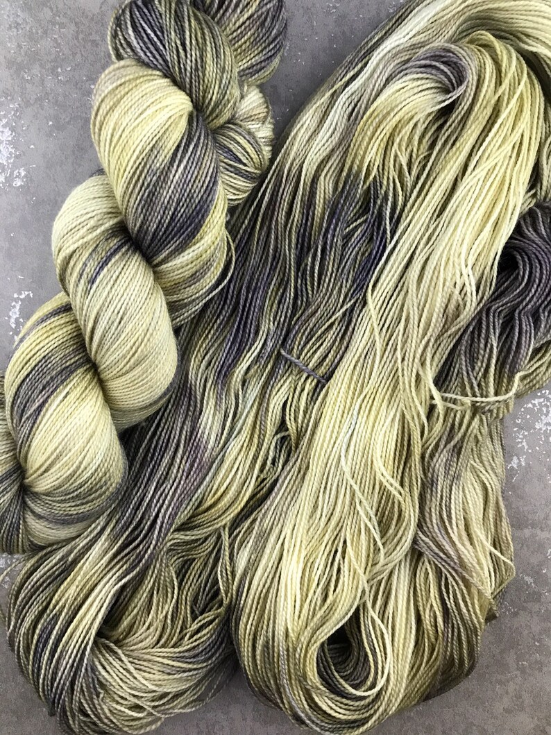 FREE US SHIPPING Hand dyed sock yarn Light green and brown yarn for knitting and crochet Dye Lot 004 #momlife