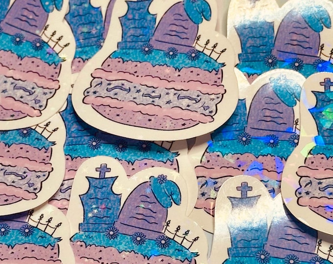 Gothic Macaron Sticker: Purple Graves, Spooky Dessert Vinyl