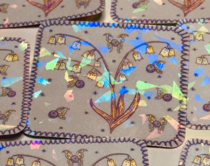 Holographic Ghost Bluebell Sticker: Gothic Kawaii Cottagecore Vinyl