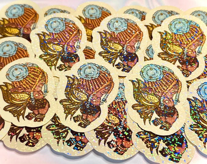Kiora Greenbloom Fairy Sticker | Magical Holographic Vinyl | Fantasy Fairycore Cottagecore Sticker
