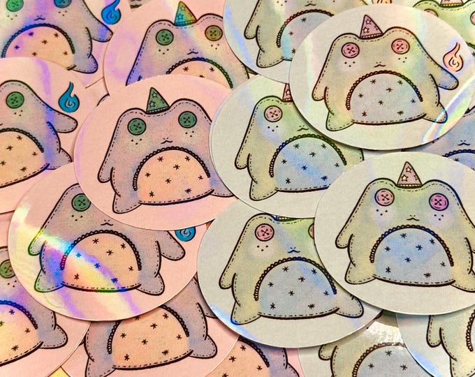 Holographic Wizard Toad Sticker: Kawaii Fantasy Frog
